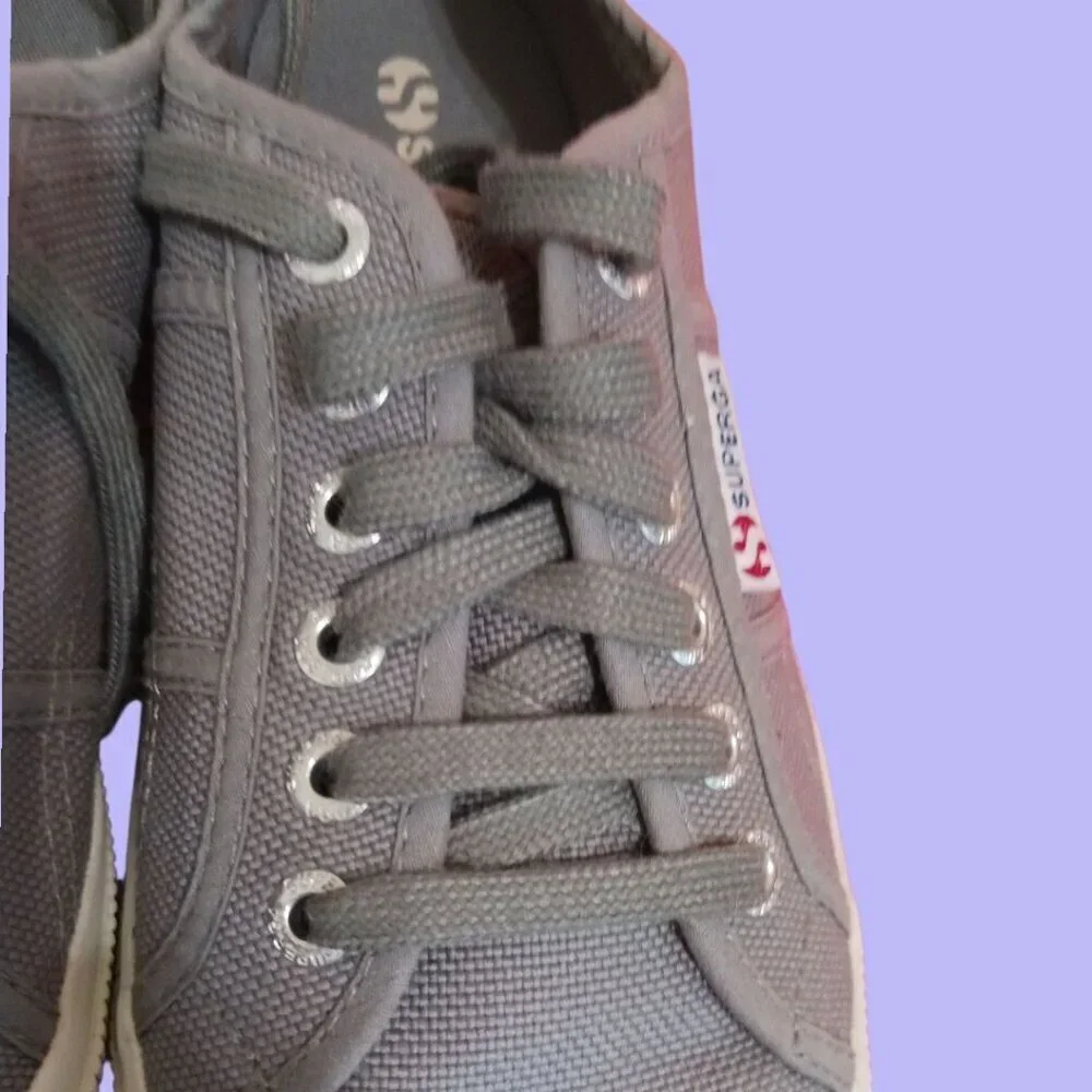 Superga 2750 Cotu Classic Grey Sage Canvas Lace-Up Sneakers Size 9.5